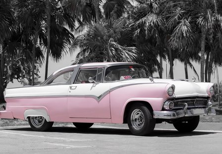 Cuba Oldtimer fotobehang roze