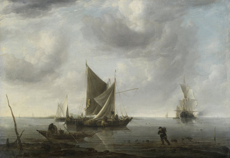 Schepen voor anker op kalme zee fotobehang Rijksstudio