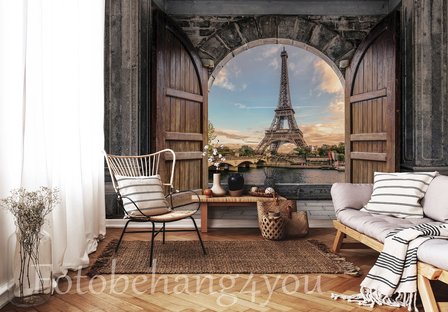 Openslaande deur behang Eiffeltoren