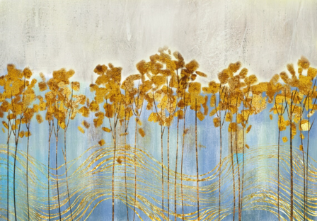 Abstract behang Golden Leaves