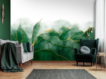 Abstract fotobehang Jungle bladeren woonkamer