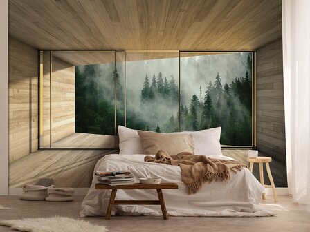 3D fotobehang Misty Forest