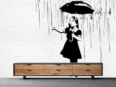Umbrella Girl fotobehang Banksy