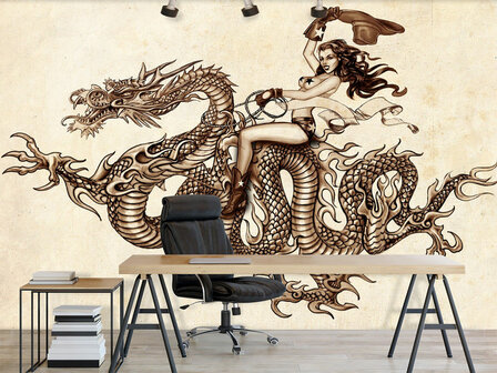 Dragon tattoo Alchemy fotobehang