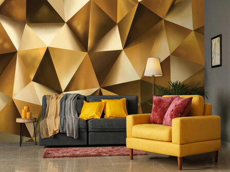 Abstract Gold behang Hexagon