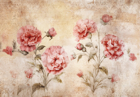 Vintage bloemen behang Roze Rozen