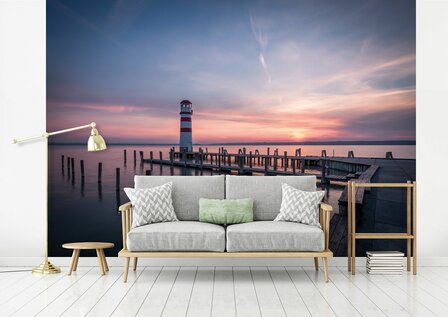 Vuurtoren bij meer fotobehang 2