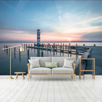 Vuurtoren bij Meer fotobehang 1