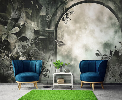 3D fotobehang Boog met bloemen