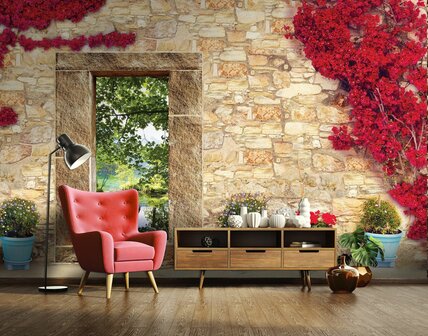 Bloemenmuur 3D fotobehang Bougainville