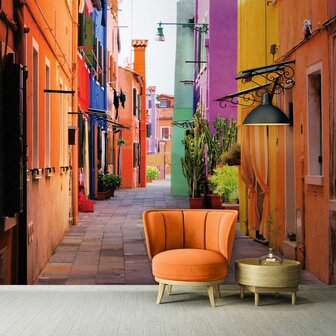 Straatje Burano Fotobehang
