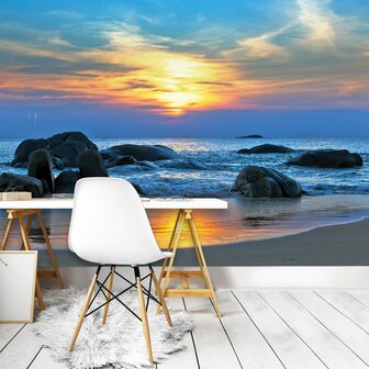 Zonsondergang fotobehang Adriatische Zee 