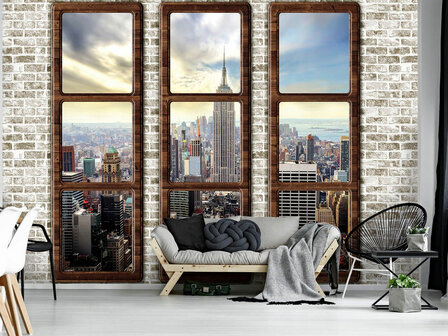 New York fotobehang Ramen bruin