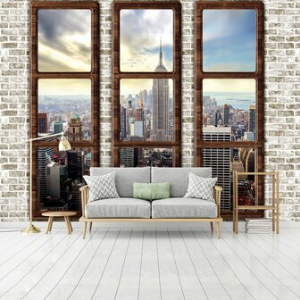 New York fotobehang Ramen bruin