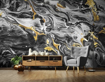 Zwart marmer fotobehang met Goud