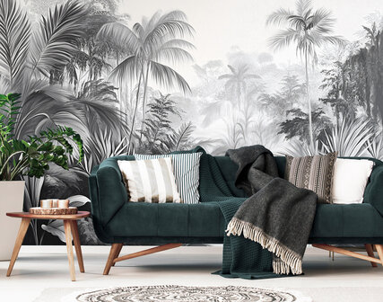Jungle vlies fotobehang Zwart-Wit