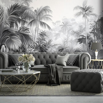 Jungle vlies fotobehang Zwart-Wit