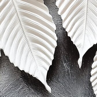 3D witte bladeren fotobehang Donkere muur