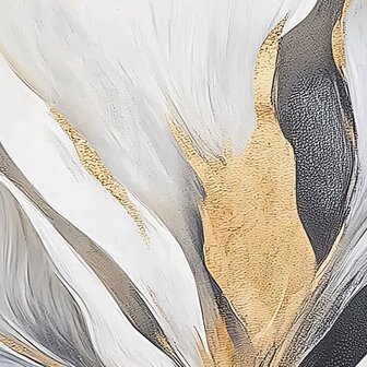 Bladeren fotobehang Goud Zwart Wit