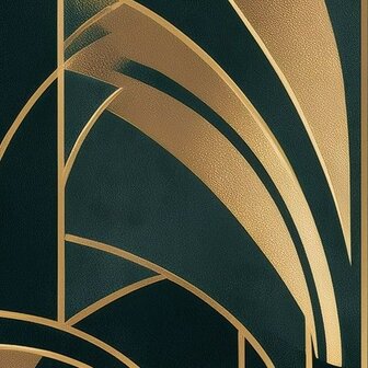 Art Deco Behang Goud op Donkergroen 