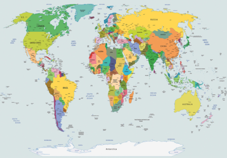 Staatkundige wereldkaart fotobehang