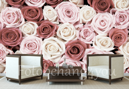rozen behang oud roze mix