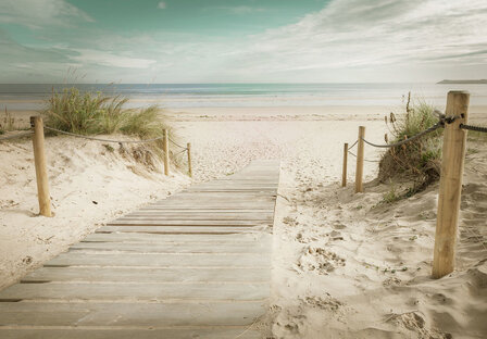 Strand loopplank fotobehang