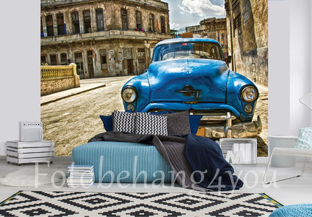 Blauwe auto behang