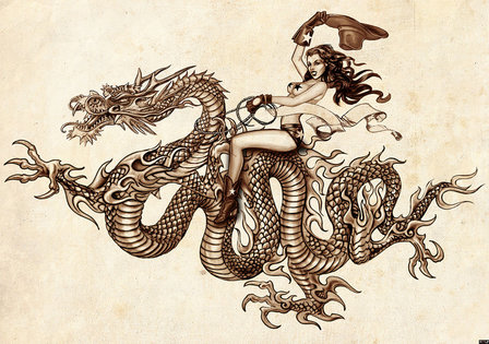 Dragon tattoo Alchemy fotobehang