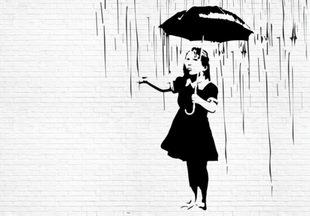 Umbrella girl fotobehang Banksy