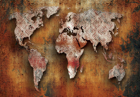 Wereldkaart fotobehang roest