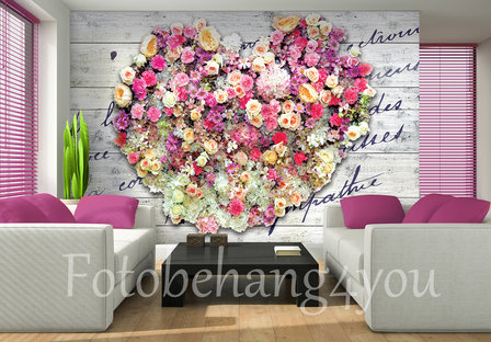 Bloemen behang bloemenhart