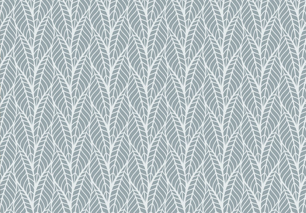 Bladeren patroon fotobehang blauw