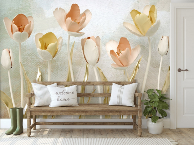 Tulpen fotobehang Goud