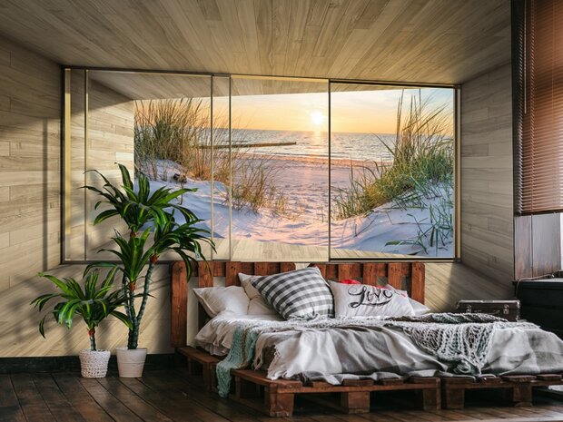 Terrasdeuren 3D behang Strand en Zee