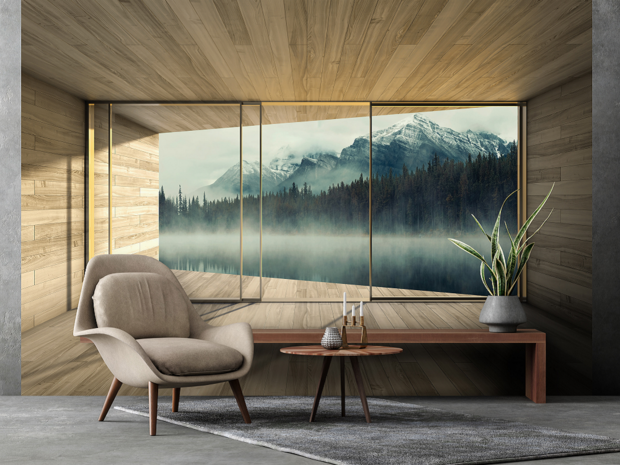 3D fotobehang Misty Lake