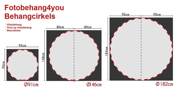 Muurcirkel maten Fotobehang4you