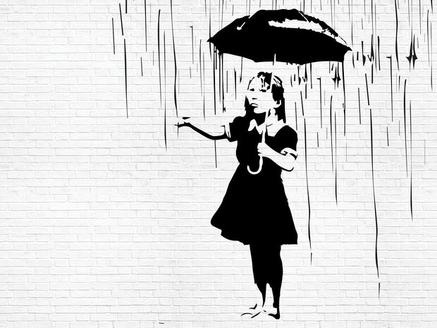 Umbrella Girl fotobehang Banksy