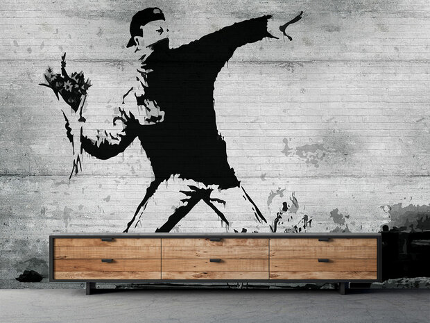 Flower Bomber fotobehang Banksy