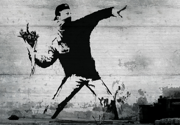 Flower Bomber fotobehang Banksy