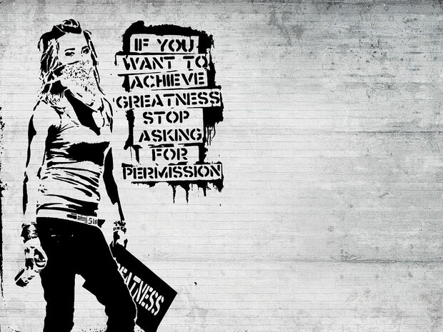 Stop Asking for Permission fotobehang Banksy