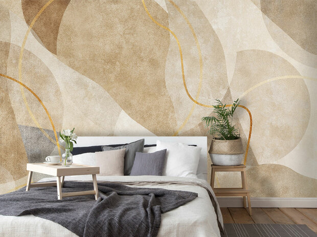 Abstract behang Boho Gold