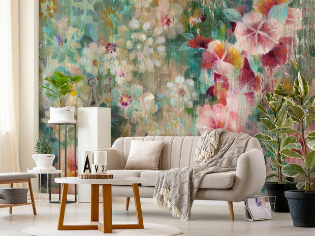 Bloemen fotobehang Flower Shower Art