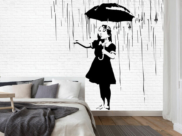 Umbrella Girl fotobehang Banksy