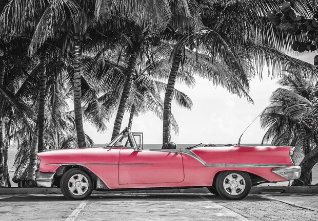 Oldtimer fotobehang roze