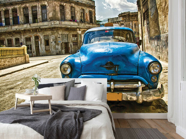 Auto fotobehang Cuba Blauw