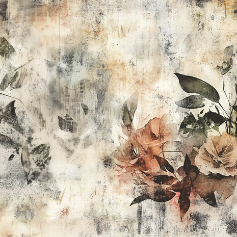 Vintage bloemen op beton fotobehang II