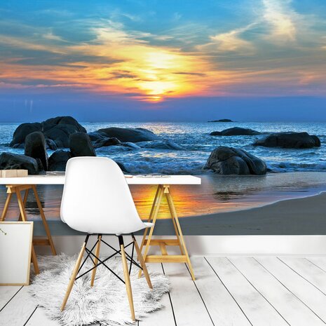 Zonsondergang fotobehang Adriatische Zee 