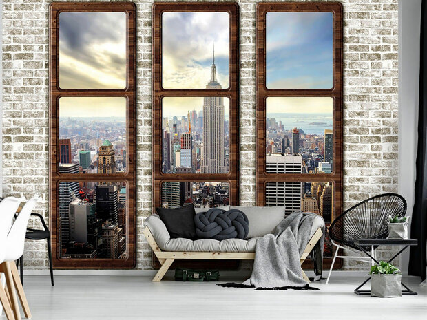 New York fotobehang Ramen bruin