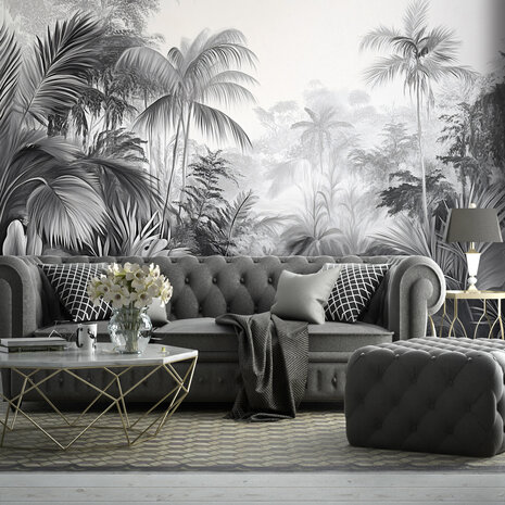 Jungle vlies fotobehang Zwart-Wit